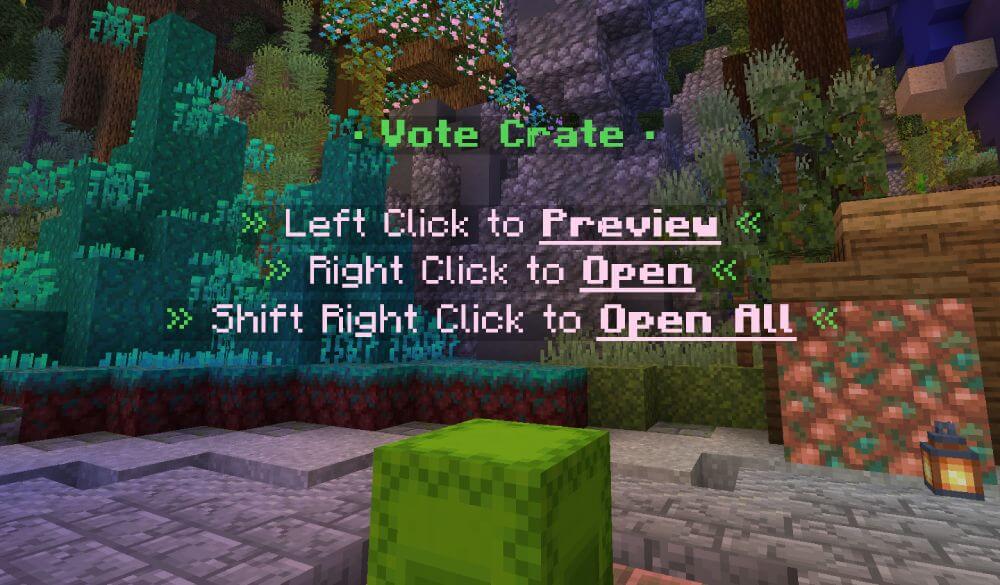 A voting crate Showing a vote crate which rewards players with a random reward each time they vote